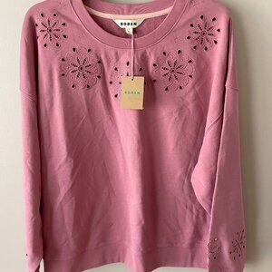NWT Boden Emi Cutout Sweatshirt Oversized Top in Pink Heather size XL